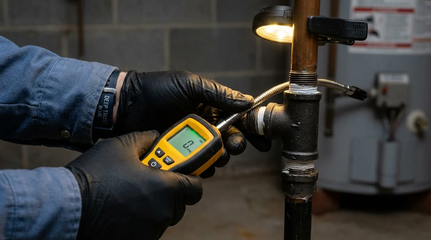 Gas leak detection with electronic sniffer by Johns Plumbing LLC in New Paris