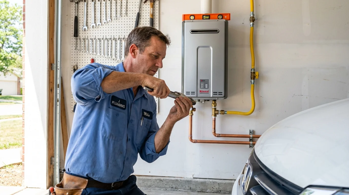 Tankless water heater installation by a Johns Plumbing LLC plumber in New Paris